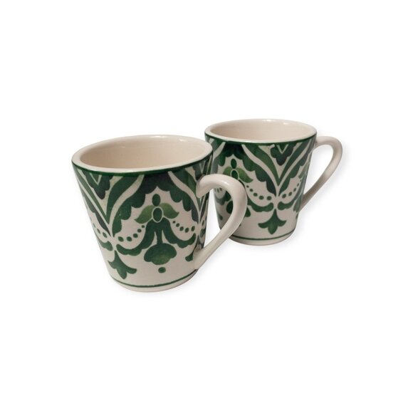 Sur La Table Green Handpainted Espresso Mugs Pottery - Picture 3 of 6